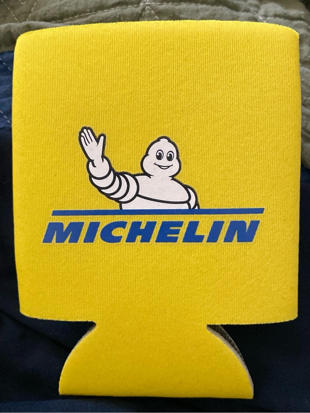 🚨Priced for quick sale🚨 Michelin Bibendum Man Logo Can Cooler Koozie Yellow Blue